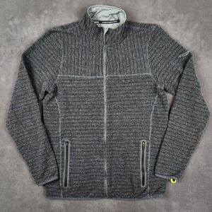 Saucony‎ Wool Blend Fabric Runners Ridge Run Jacket Mens Medium Gray Striped Zip